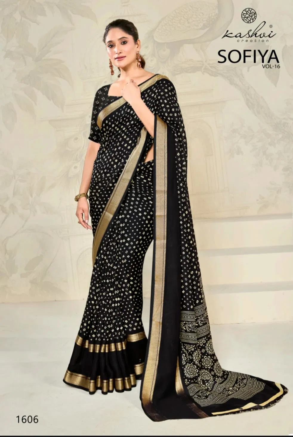 Sofiya Vol 16 By Kashvi Moss Zari Border Printed Wholesale Saree In India